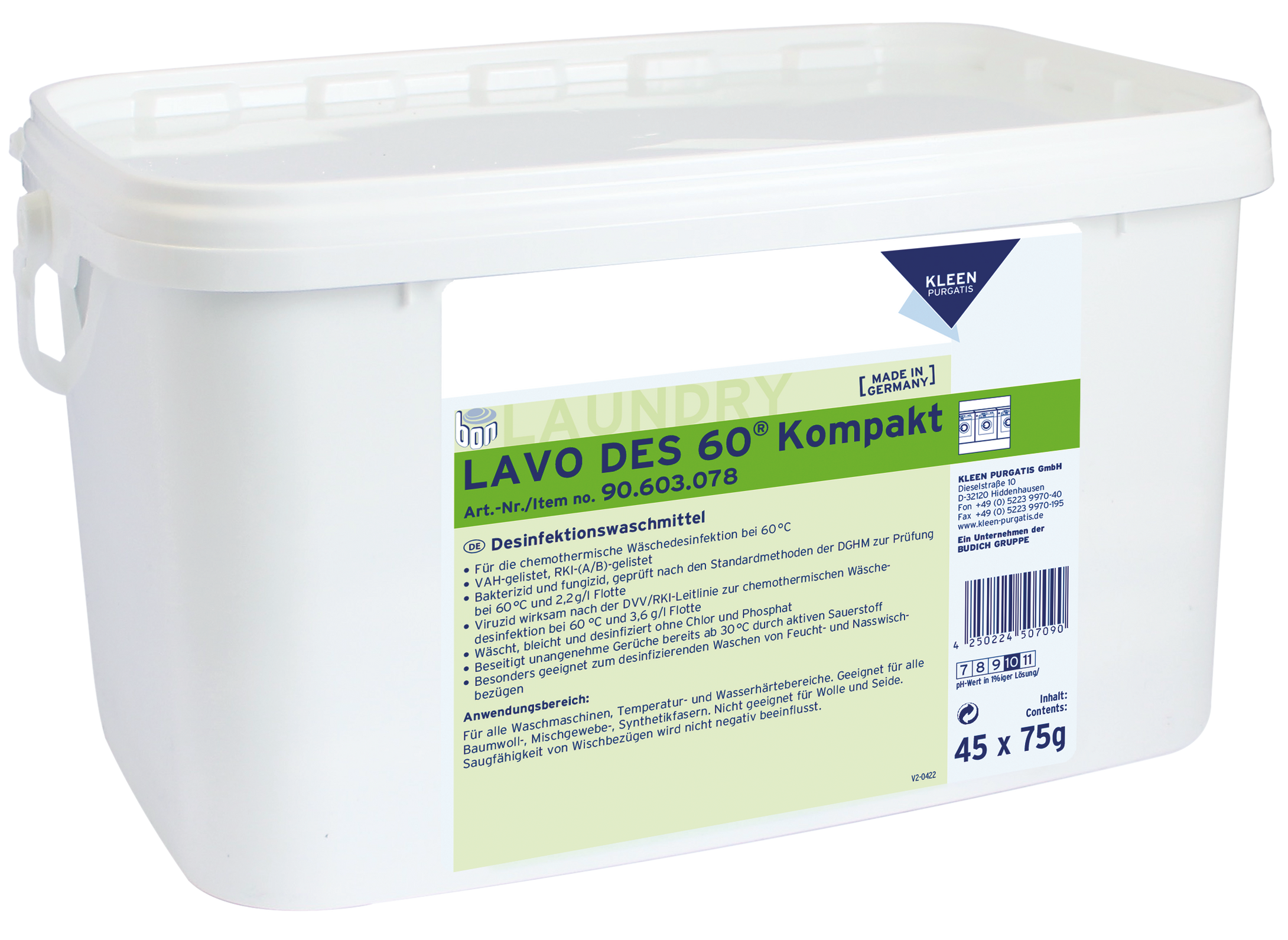 LAVO DES 60 KOMPAKT - Desinfektionswaschmittel -45 x 75g Sachets - RKI gelistet